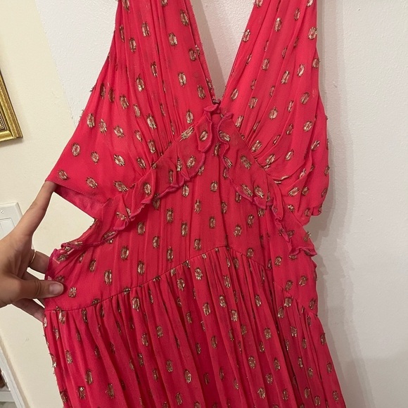 NWT Pink Tiered Shimmer Metallic Dress size Large - Picture 6 of 11